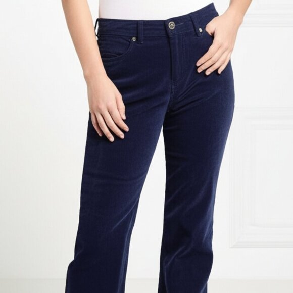 DG2 Diane Gilman Corduroy Pants Navy Blue Stretch 8P EUC - Picture 1 of 16